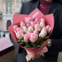 Букет із 21 піоновидного тюльпана «Малинки»