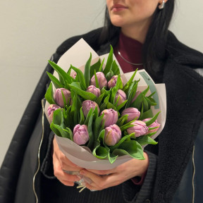 15 піоновидних тюльпанів у букеті «Міраж»