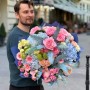 Luxurious colorful bouquet with blue hydrangeas «Sapphire Tales»