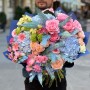 Luxurious colorful bouquet with blue hydrangeas «Sapphire Tales»