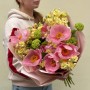 Unusual fragrant bouquet with mattiola and peonies «The Way to the Heart»