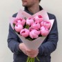 9 pink Salmon Saucer peonies in the bouquet «Spring Sweets»