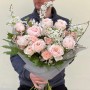 Exquisitely delicate spring bouquet with Tsumugi peony roses «Spring on Mount Fuji»