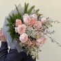 Exquisitely delicate spring bouquet with Tsumugi peony roses «Spring on Mount Fuji»