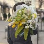 Interesting tiered bouquet in lemon and white tones «Capri Panoramas»