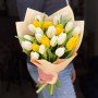 21 класичний тюльпан у букеті «Цитроновий крем»