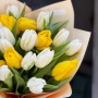 21 класичний тюльпан у букеті «Цитроновий крем»