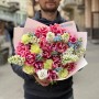 Fluffy Spring Bouquet with Peony-Style Tulips «Blue-Eyed Dreams»