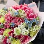 Fluffy Spring Bouquet with Peony-Style Tulips «Blue-Eyed Dreams»