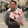 9 Kingsday Salmon & Reine Hortense peonies in the bouquet «Pink Mango»