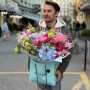 Elegant luxury bouquet with proteas and hudrangeas «Garden on Lake Como»