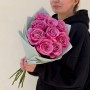 9 роз сорта All 4 Love в букете «Пурпурная влюблённость»