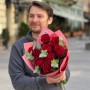 9 Madam Red roses in the bouquet «Ruby Aroma»