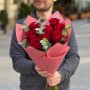 9 Madam Red roses in the bouquet «Ruby Aroma»