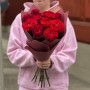 Мікс червоних троянд сортів Rhodos та Red Eye у букеті «Багряний тандем»