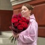 Мікс червоних троянд сортів Rhodos та Red Eye у букеті «Багряний тандем»