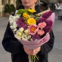 Цветной букет с пионом «Улыбка для мамы»