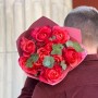 9 ярких роз Dark X-Pression в букете «Розовый мармелад»