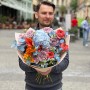 Contrasting bouquet with blue hydrangea «Distance of Passion»