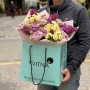 Romantic bouquet with roses, lilac and fragrant matthiola «Violet Breeze»