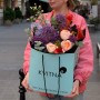 Colorful bouquet with premium Juliet peony rose «Star Impulse»