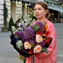 Colorful bouquet with premium Juliet peony rose «Star Impulse»