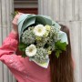 Light bouquet in garden style with gerberas «Mint Tea»