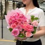 Іменний букет в рожевих тонах з півонією Lois Choice «Радість для Оленки»