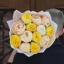 Розкішне поєднання півоній Pastel Elegance та півонієвидної троянди Catalina у букеті «Абрикосовий мед»