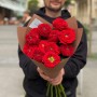 Bouquet of 13 Red Eye peony roses «Festival in Pamplona»