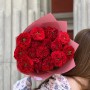 Микс из 15 необыкновенных пионовидных роз Red Eye и Red Monster в букете «Гранатовые кудри»