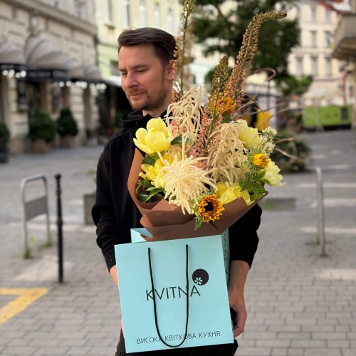 Vibrant Bouquet with Eremurus and Peonies «Prayer to the Sun»