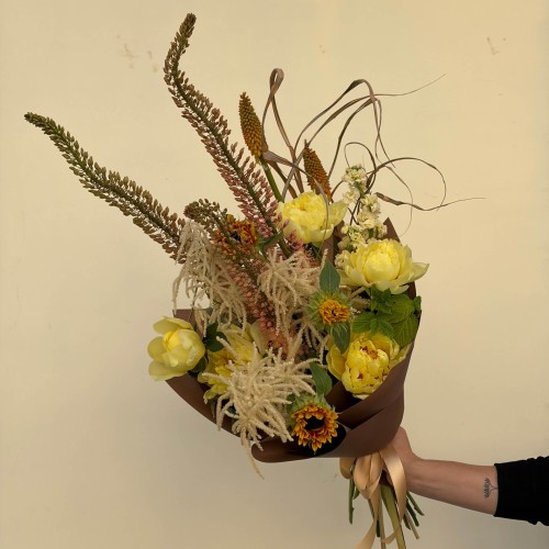 Vibrant Bouquet with Eremurus and Peonies «Prayer to the Sun»
