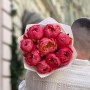 9 яскравих півоній Coral Charm у букеті «Кавуновий сорбет»