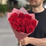 Bouquet of 11 red Freedom roses «Elegant Greeting»