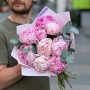 Bouquet with 9 Sarah Bernhardt Peonies and Eucalyptus «Berry Macaron»