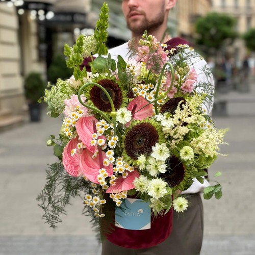 Charming Anthurium Arrangement in a Box «Olga's Little Summer»