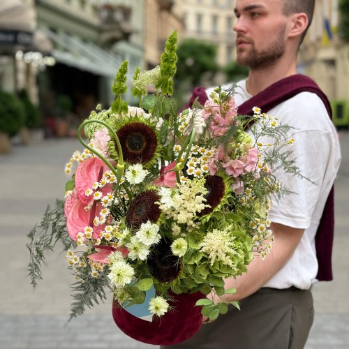 Charming Anthurium Arrangement in a Box «Olga's Little Summer»