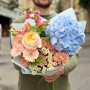 Милый акварельный букет с гортензией «Открытка для Оли»