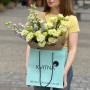 Delicate duo bouquet of delphinium and eustoma «Summer Lemonade»