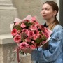 Bouquet with Mandarin X-Pression Peony Roses and Sandringham Spray Roses «Lace of Dreams»