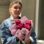 9 півоній сортів Coral Sunset та Sarah Bernhardt у букеті «Літні барви»