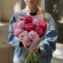 9 півоній сортів Coral Sunset та Sarah Bernhardt у букеті «Літні барви»