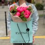 7 Coral Sunset peonies in a charming bouquet «Coral Chameleon»