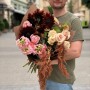Exquisite bouquet with dark helianthus «Chocolate with Coffee»
