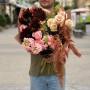 Exquisite bouquet with dark helianthus «Chocolate with Coffee»