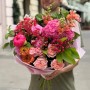 Vibrant bouquet with Coral Sunset peony «Raspberry Fireworks»