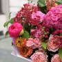 Vibrant bouquet with Coral Sunset peony «Raspberry Fireworks»