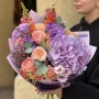 Романтический акварельный букет с гортензией «Жизнерадостная Кристинка»