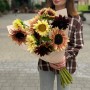 Mix of 11 Sunflowers in the Bouquet «Chocolate Summer»